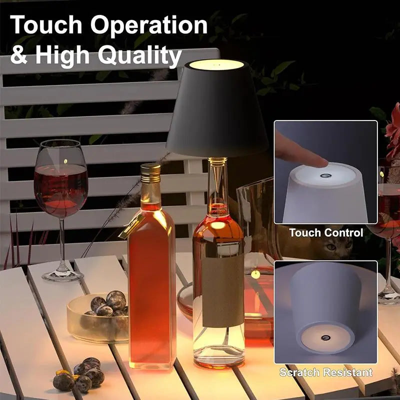 Wireless Bottle Lamp – Touch Control, 3-Color Dimmable LED Light