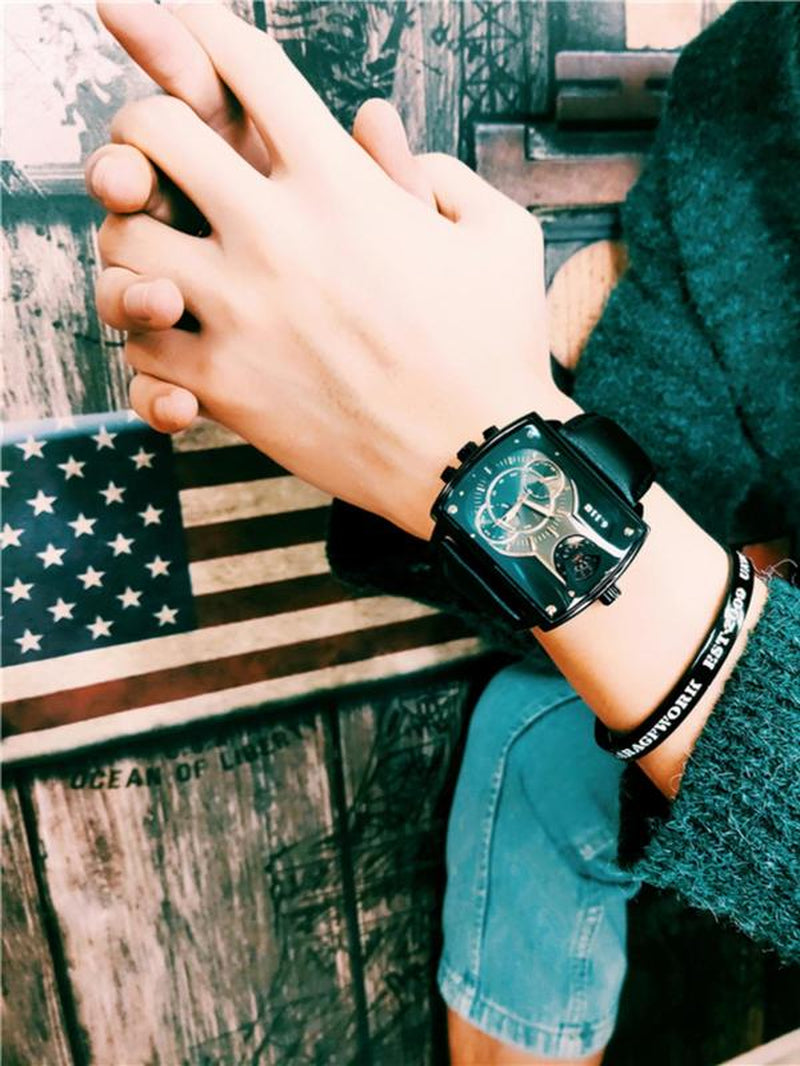 Men'S Business Fashion Rectangle Dial Quartz Watch, Fashion Watch for Party, Daily Clothing Decor, Trendy All-Match & Exquisite Watch for Birthday Gift with Box