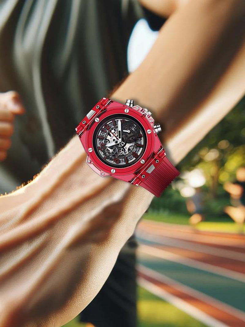 Men'S Fashion Rubber Strap Quartz Watch, Fashion Watch with Luminous Dial & Day Display Function, Trendy Watch for Daily Life