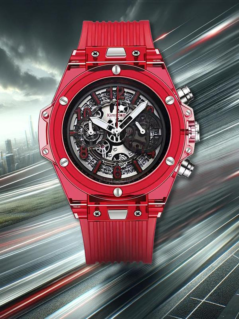 Men'S Fashion Rubber Strap Quartz Watch, Fashion Watch with Luminous Dial & Day Display Function, Trendy Watch for Daily Life