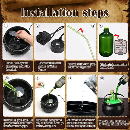 Foggy LED Witch Cauldron, Spooky skeleton décor– Perfect creepy decor for Halloween parties .