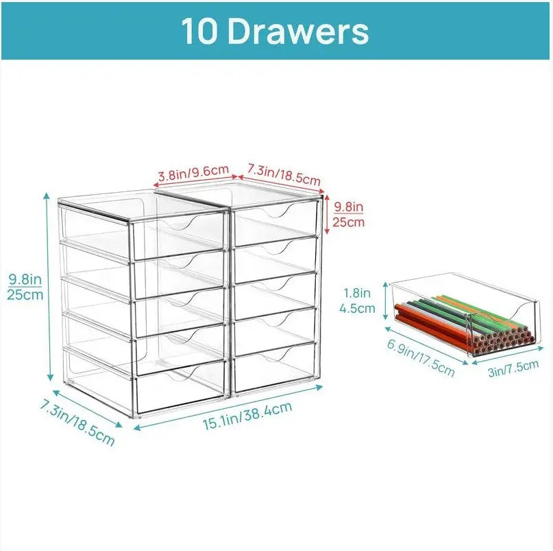 Vtopmart Acrylic Organizer – Clear Storage Drawers for Home & Office