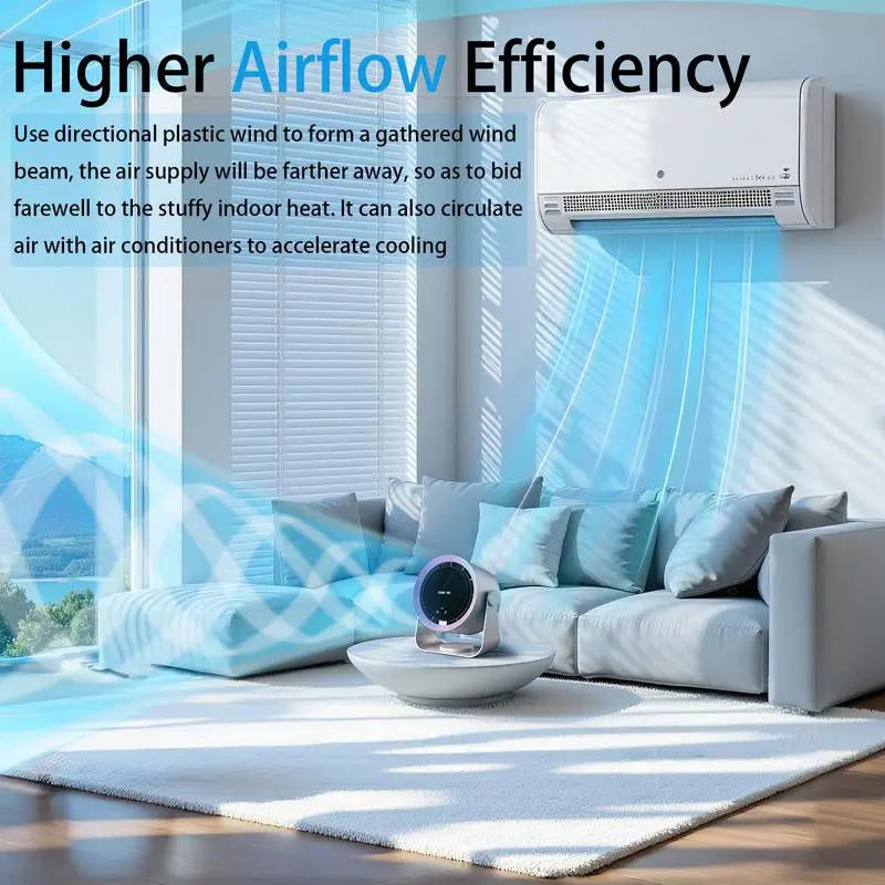 Portable Rechargeable Desk Fan – Turbo Airflow with Digital Display