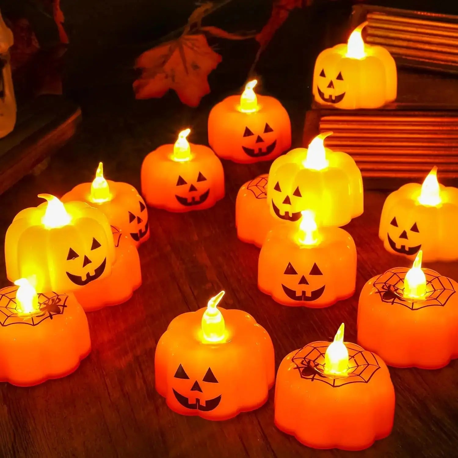 Halloween Pumpkin Candle Lights Led Electronic Candle Lights Party Supplies Ornaments Night Lights Halloween Decorations