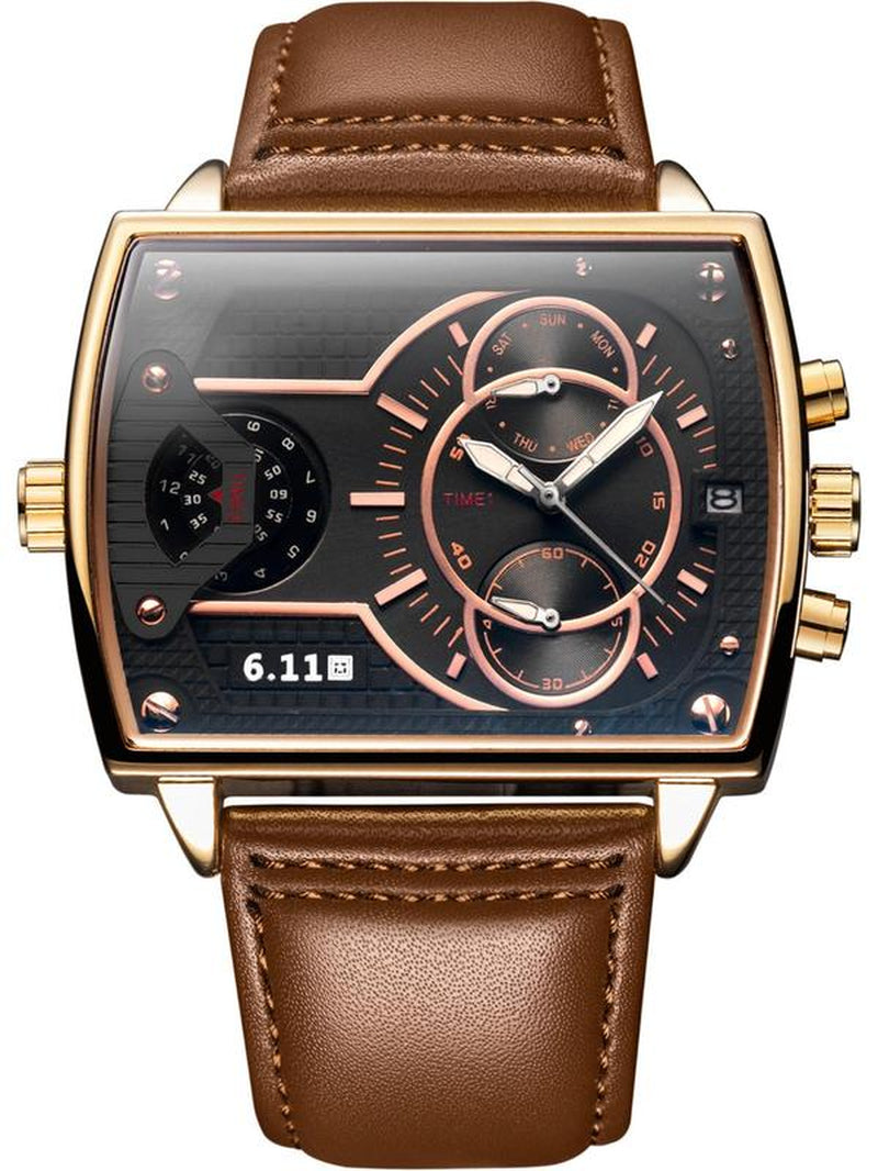 Men'S Business Fashion Rectangle Dial Quartz Watch, Fashion Watch for Party, Daily Clothing Decor, Trendy All-Match & Exquisite Watch for Birthday Gift with Box
