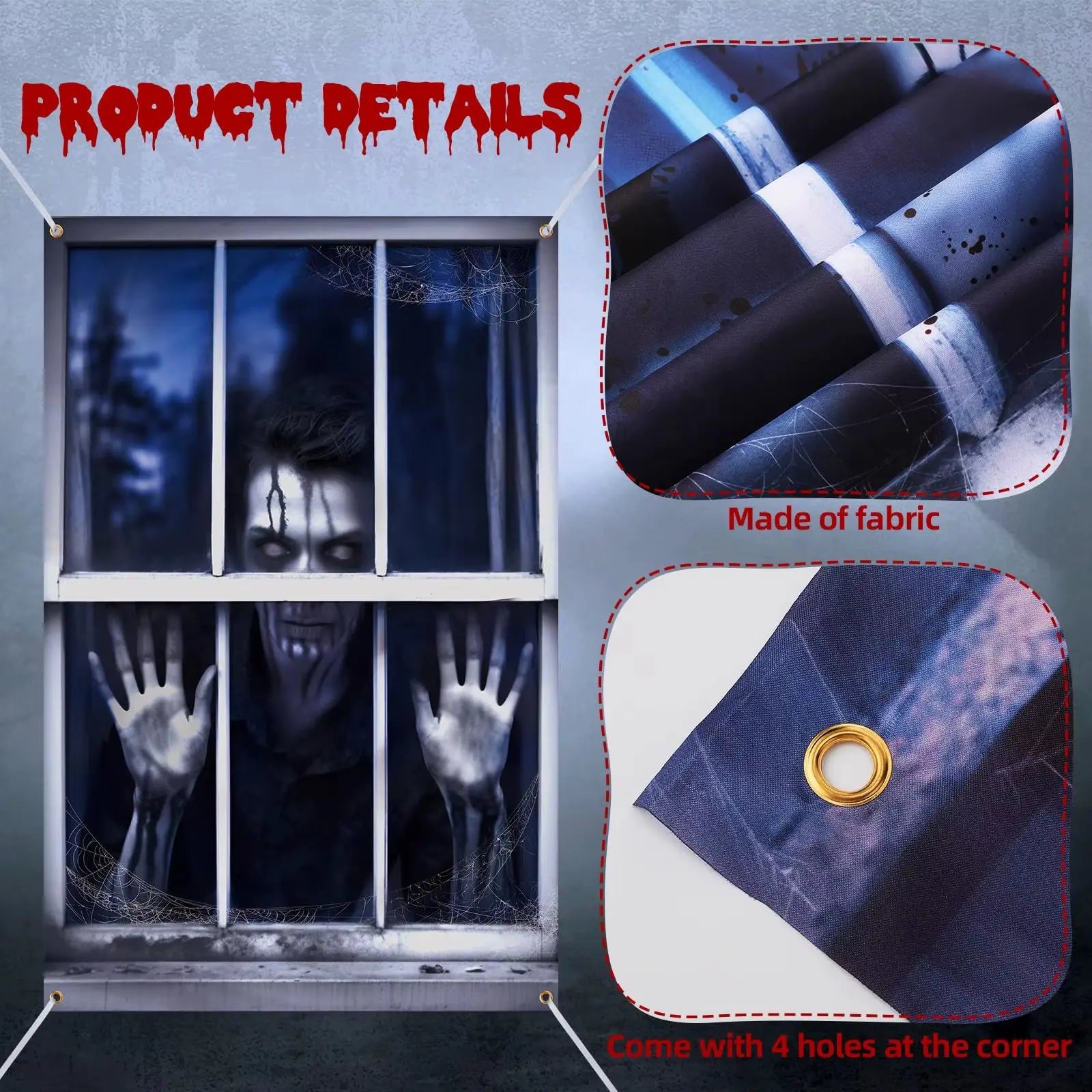 Halloween Ghost Window Covers – 2Pcs Creepy Male & Female Silhouette Curtain Posters