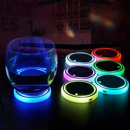 LED Car Cup Holder Lights – 7-Color Interior Atmosphere Coasters