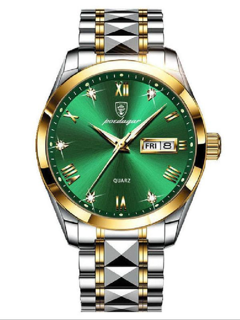 Men'S Business Fashion Rhinestone Decorated Analog-Digital Quartz Watch, Fashion Modern Watch for Party Decor, Trendy Exquisite Watch for Birthday Gift without Box