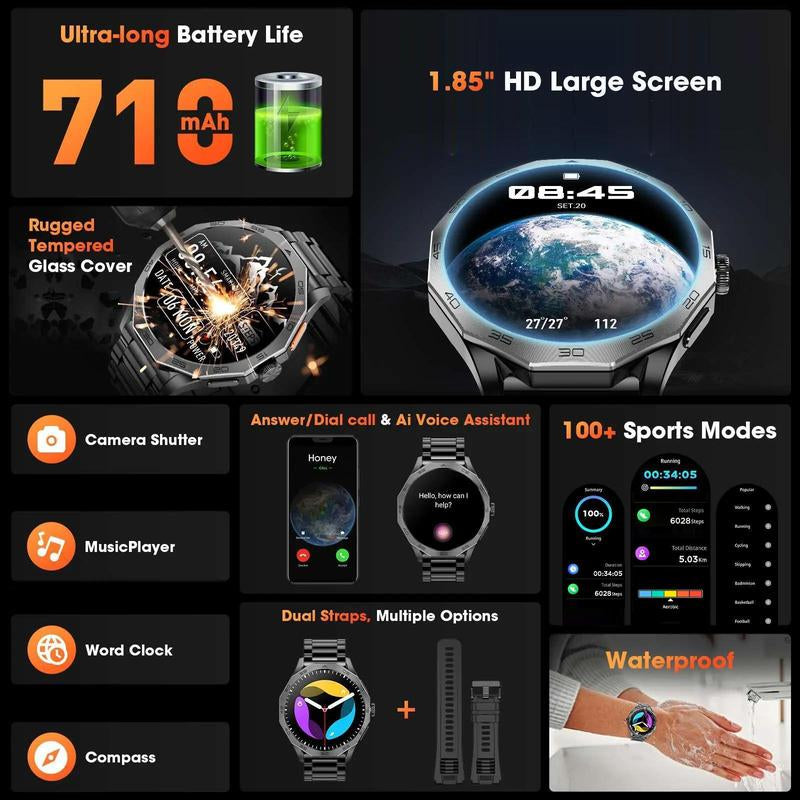 Multifunctional Smart Watch, Fashion Digital Watch, Waterproof Sports Watch for Women & Men, Wearable