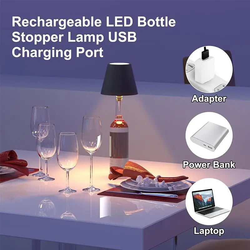 Wireless Bottle Lamp – Touch Control, 3-Color Dimmable LED Light