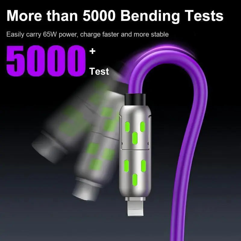 4-in-1 USB-C Charging Cable – PD Fast Charge & Data Sync (USB-A / Type-C / Lightning)