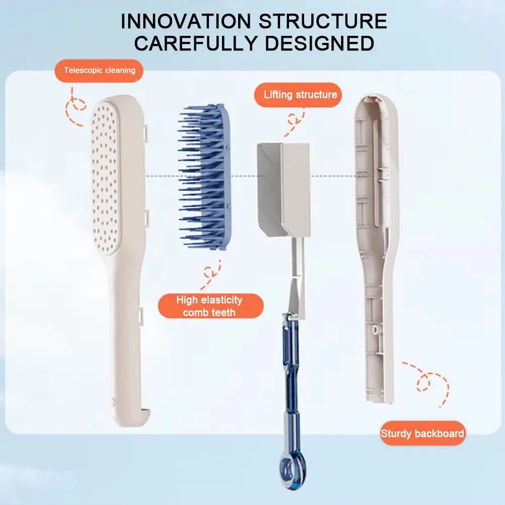Retractable Comb Self-Cleaning Hair Brush Anti-Static Massage Comb for Women Smooth Hair Self Cleaning Hair Brush