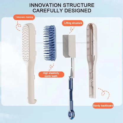 Retractable Comb Self-Cleaning Hair Brush Anti-Static Massage Comb for Women Smooth Hair Self Cleaning Hair Brush