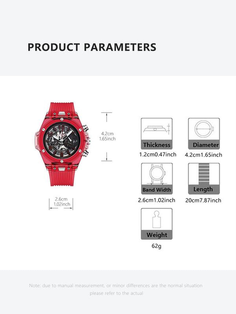 Men'S Fashion Rubber Strap Quartz Watch, Fashion Watch with Luminous Dial & Day Display Function, Trendy Watch for Daily Life