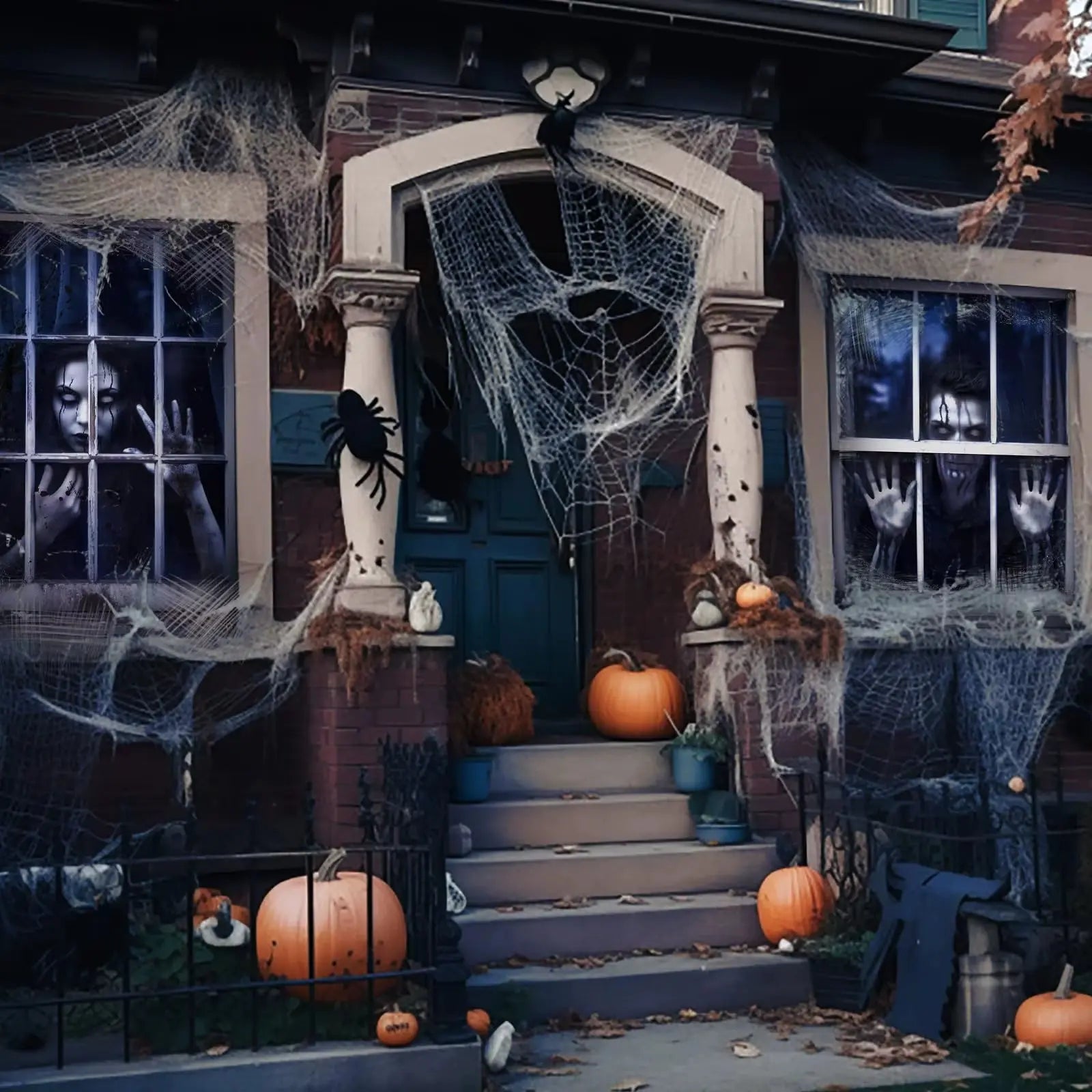 Halloween Ghost Window Covers – 2Pcs Creepy Male & Female Silhouette Curtain Posters