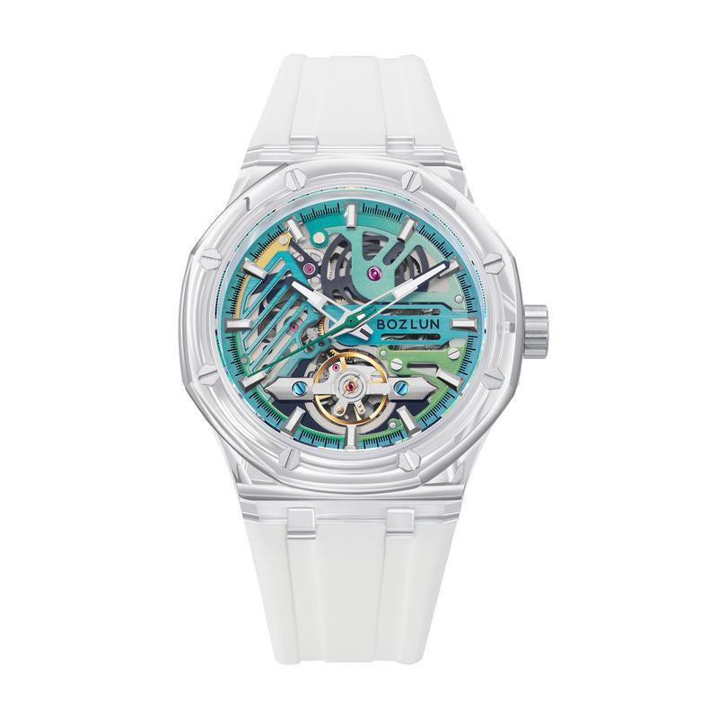 BOZLUN Mens Watch Skeleton Luxury Mechanical Luminous Waterproof Self-Winding Wrist Watch 0188 Watches of Tiktok