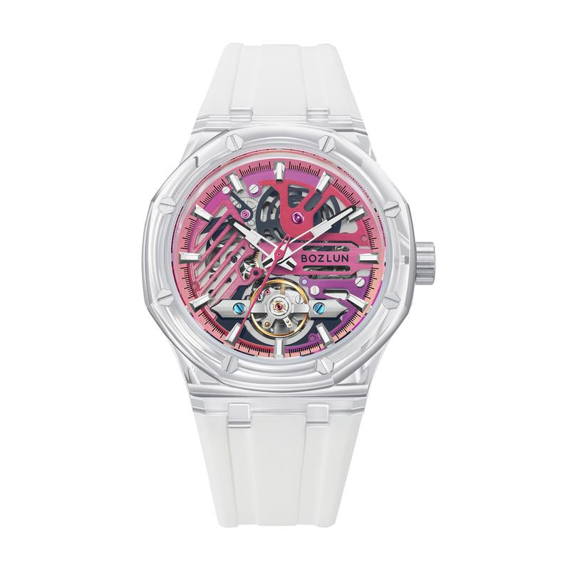 BOZLUN Mens Watch Skeleton Luxury Mechanical Luminous Waterproof Self-Winding Wrist Watch 0188 Watches of Tiktok