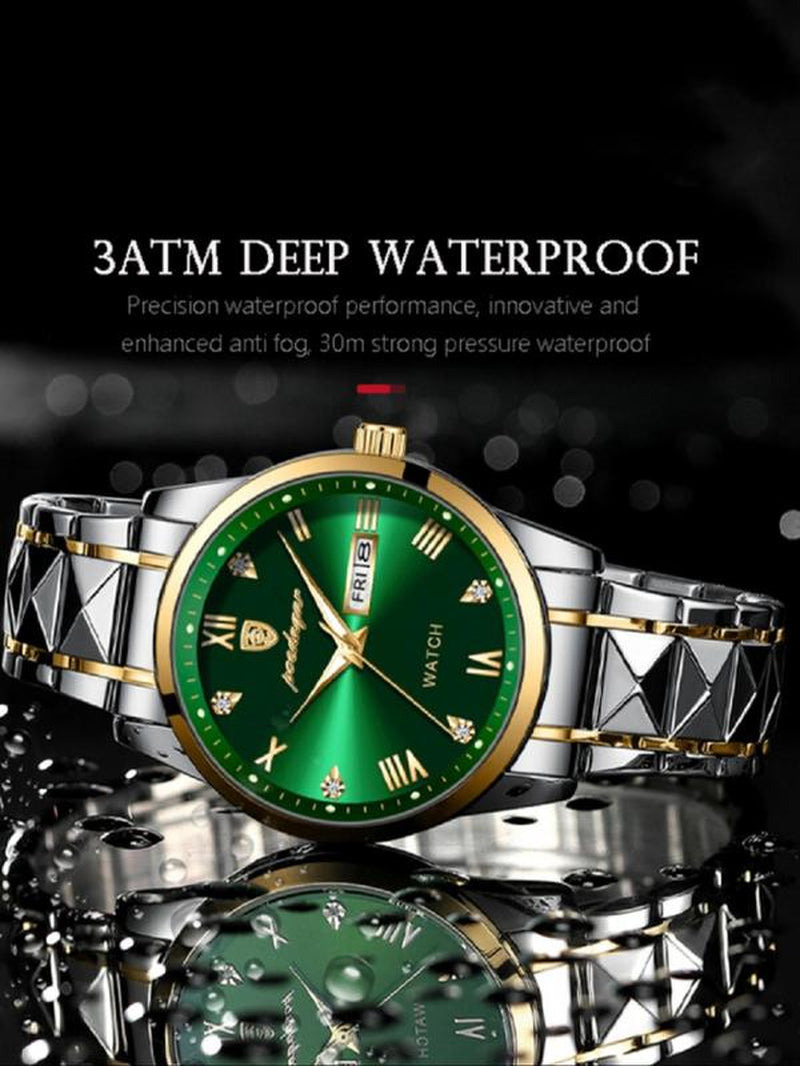 Men'S Business Fashion Rhinestone Decorated Analog-Digital Quartz Watch, Fashion Modern Watch for Party Decor, Trendy Exquisite Watch for Birthday Gift without Box