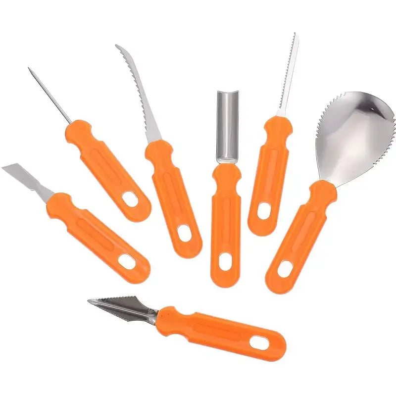 "7-in-1 Pumpkin Carving Tools – Everything you need for perfect Halloween pumpkins."