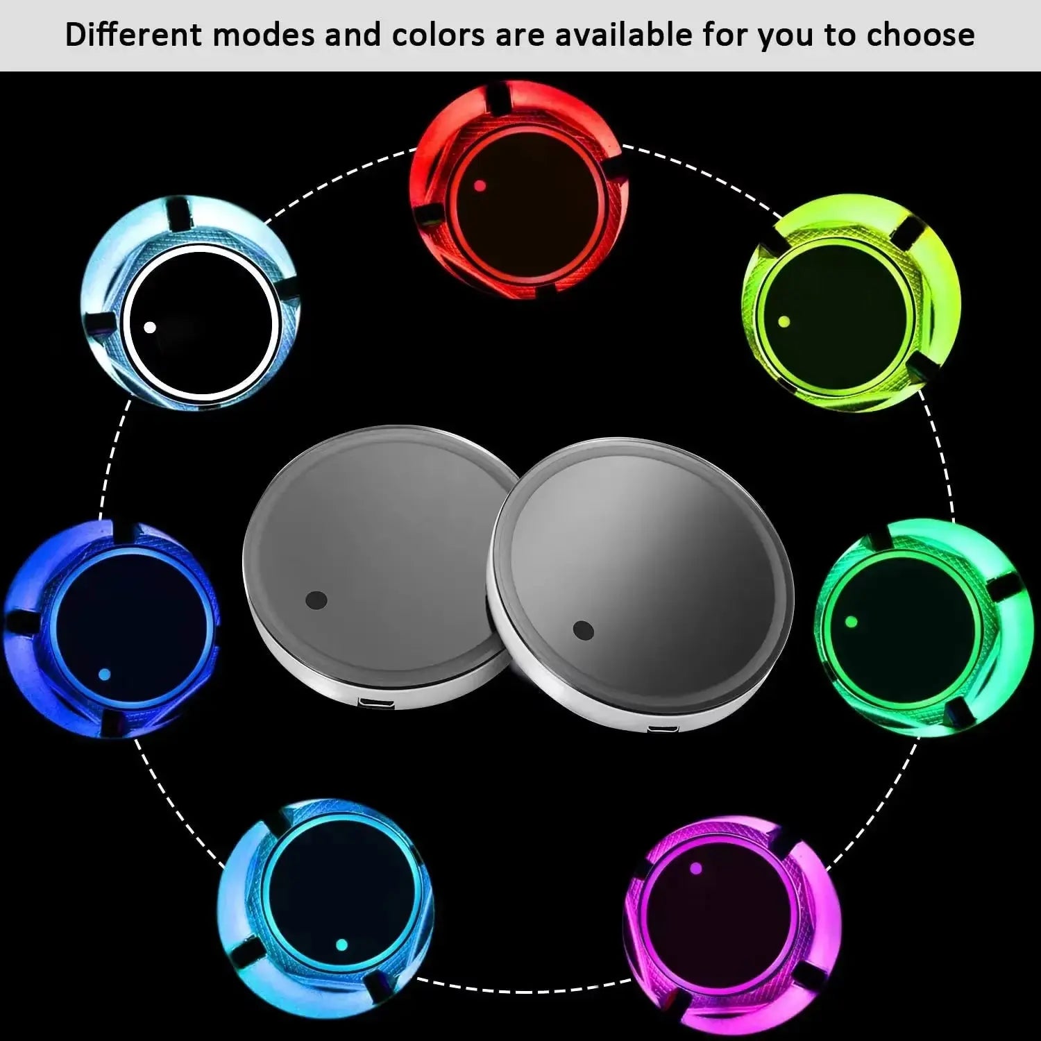 LED Car Cup Holder Lights – 7-Color Interior Atmosphere Coasters
