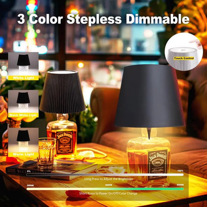 Wireless Bottle Lamp – Touch Control, 3-Color Dimmable LED Light