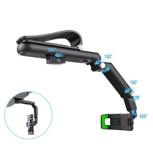 1080° Rotating Car Phone Holder – Multi-Function Sun Visor Mount