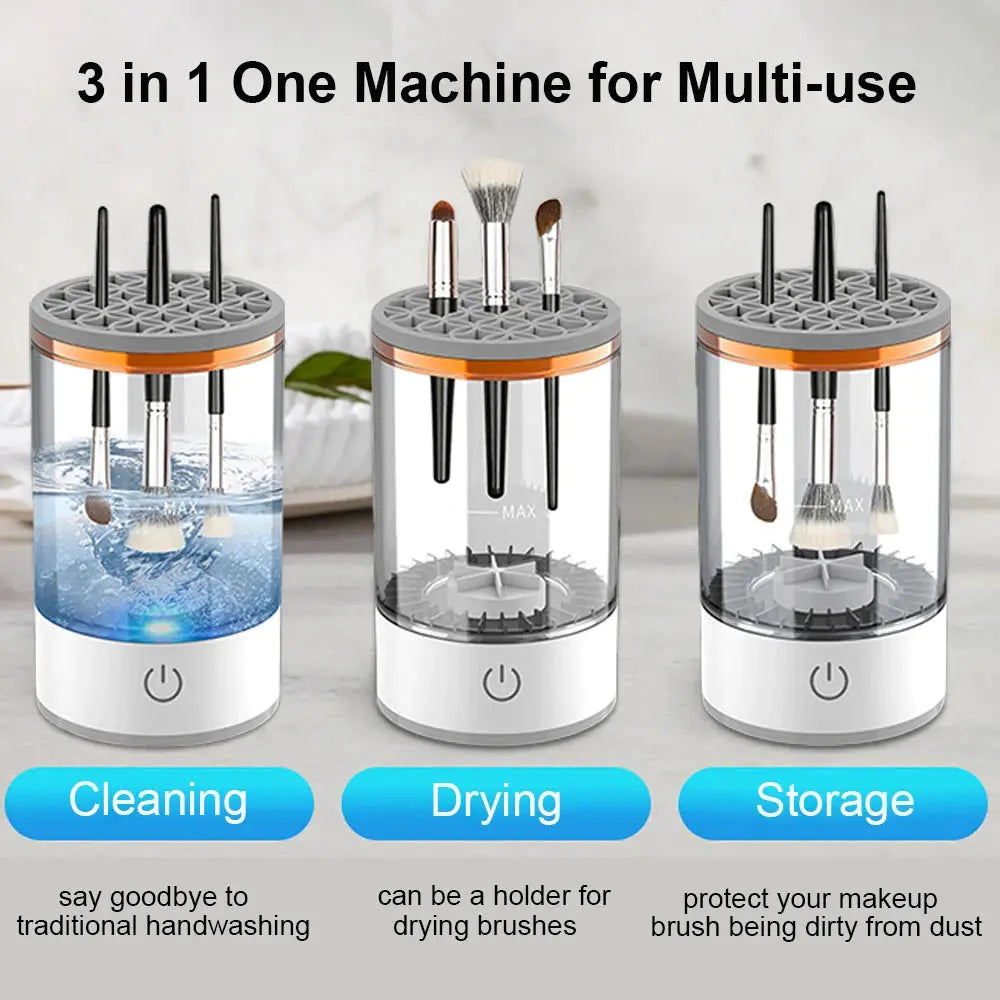  Automatic Makeup Brush Cleaner & Dryer (USB Rechargeable, Portable, Rotating)