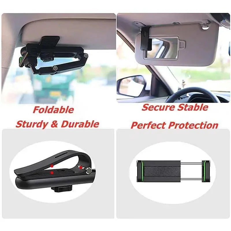 1080° Rotating Car Phone Holder – Multi-Function Sun Visor Mount