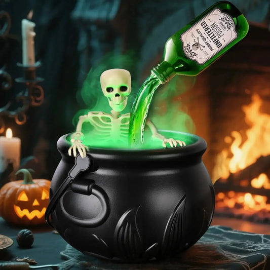 Foggy LED Witch Cauldron, Spooky skeleton décor– Perfect creepy decor for Halloween parties .