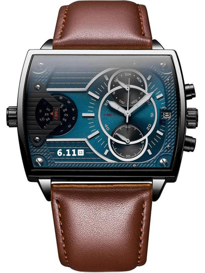 Men'S Business Fashion Rectangle Dial Quartz Watch, Fashion Watch for Party, Daily Clothing Decor, Trendy All-Match & Exquisite Watch for Birthday Gift with Box