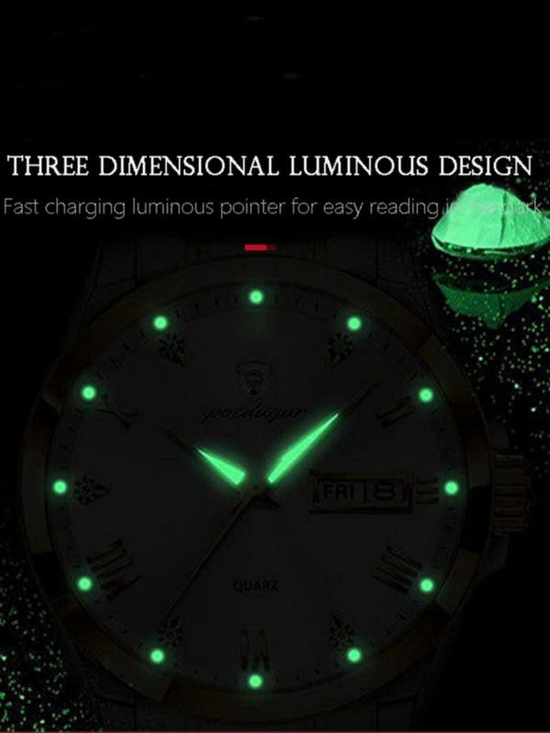 Men'S Business Fashion Rhinestone Decorated Analog-Digital Quartz Watch, Fashion Modern Watch for Party Decor, Trendy Exquisite Watch for Birthday Gift without Box