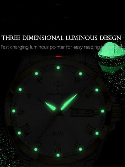 Men'S Business Fashion Rhinestone Decorated Analog-Digital Quartz Watch, Fashion Modern Watch for Party Decor, Trendy Exquisite Watch for Birthday Gift without Box