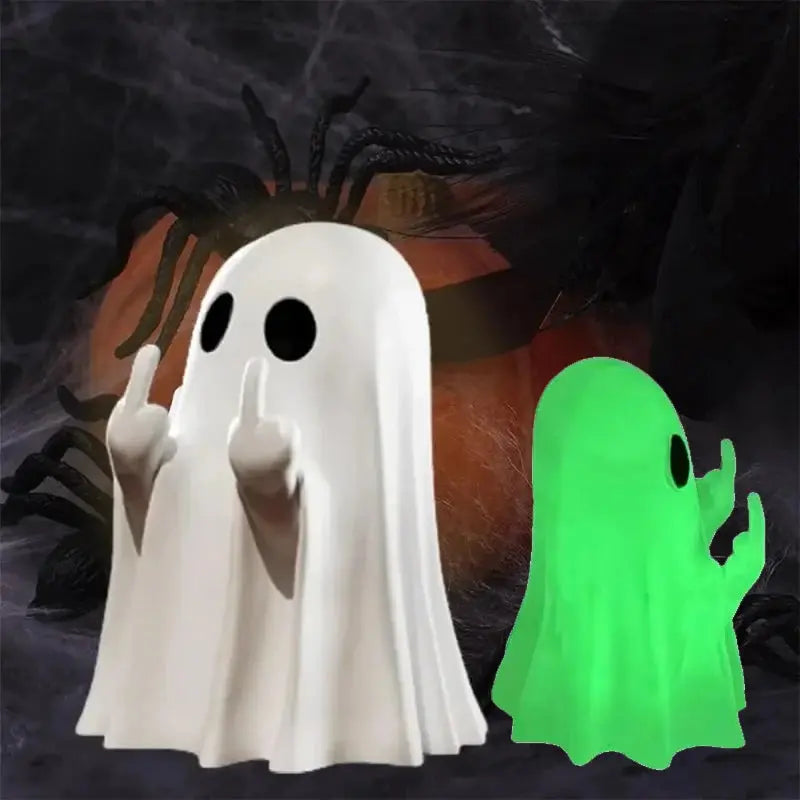 Luminous Middle Finger Ghost Statue – Cute Halloween Table Decoration