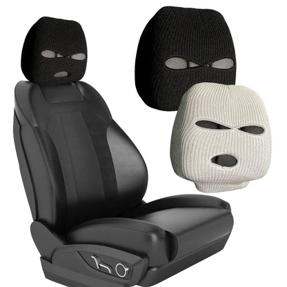 Universal Car Seat Headrest Cover – 3-Hole Balaclava Style Funny Decoration