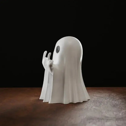 Luminous Middle Finger Ghost Statue – Cute Halloween Table Decoration
