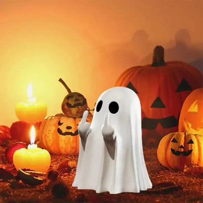 Luminous Middle Finger Ghost Statue – Cute Halloween Table Decoration
