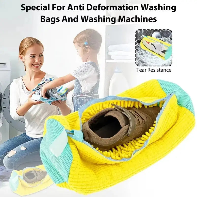 Shoe Washing Machine Bag with Cleaning Brush – Durable Laundry Set