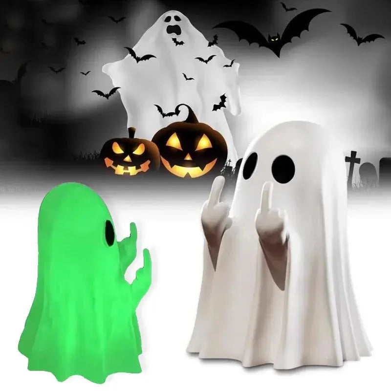 Luminous Middle Finger Ghost Statue – Cute Halloween Table Decoration