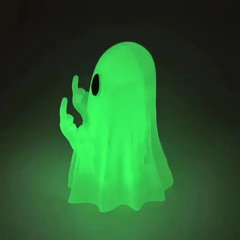 Luminous Middle Finger Ghost Statue – Cute Halloween Table Decoration