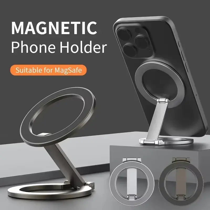 Foldable Magnetic Phone Holder – Double-Sided Stand for Car & Gym