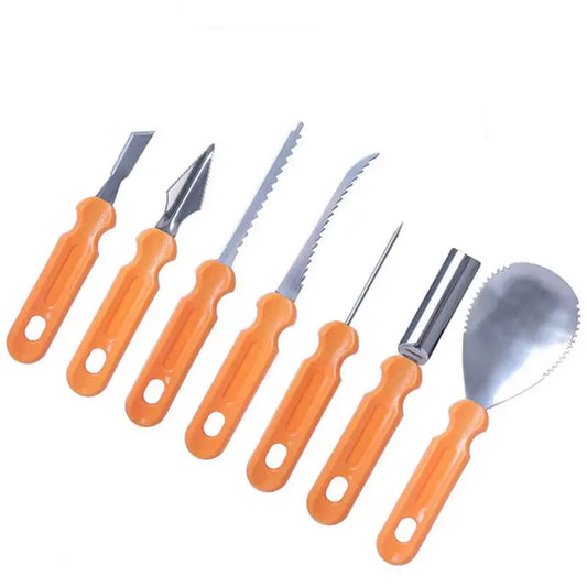 "7-in-1 Pumpkin Carving Tools – Everything you need for perfect Halloween pumpkins."