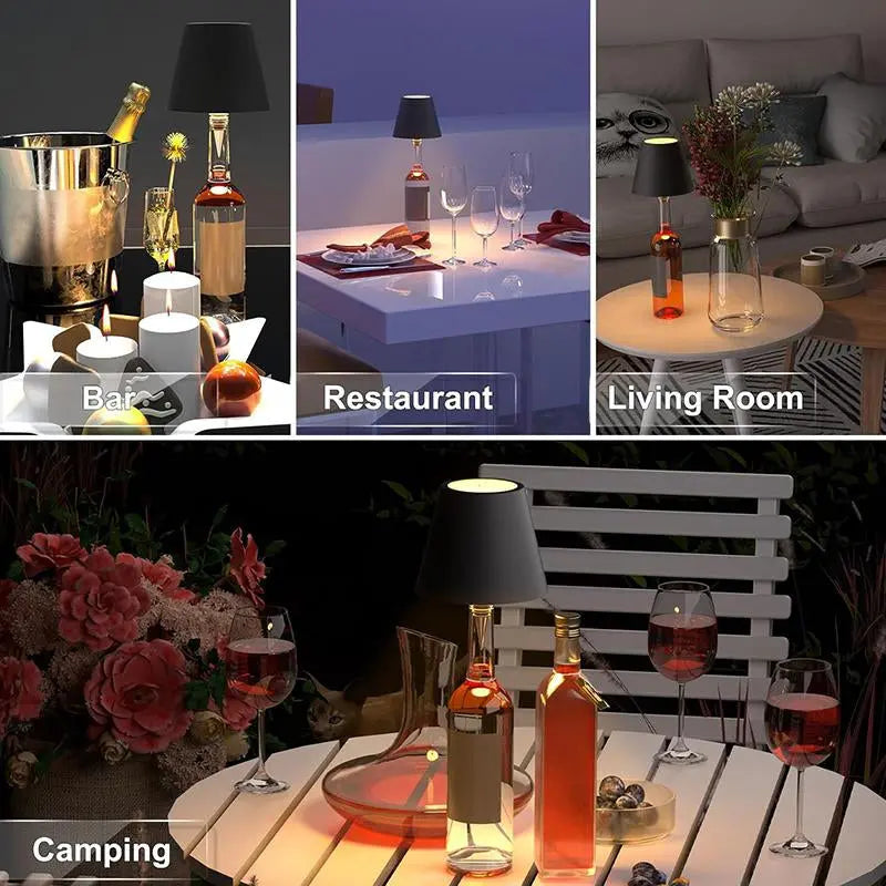 Wireless Bottle Lamp – Touch Control, 3-Color Dimmable LED Light