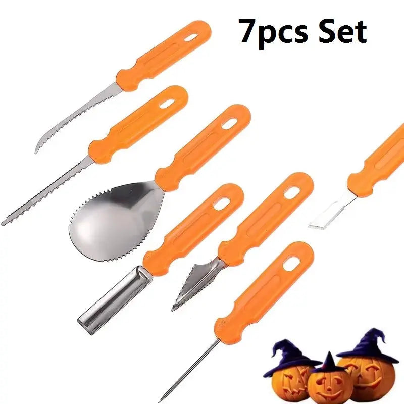 "7-in-1 Pumpkin Carving Tools – Everything you need for perfect Halloween pumpkins."