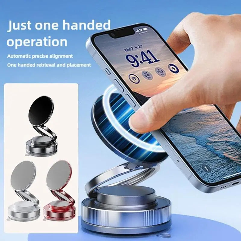 Vacuum Magnetic Phone Holder – 360° Adjustable Car & Home Mount, makelaverse