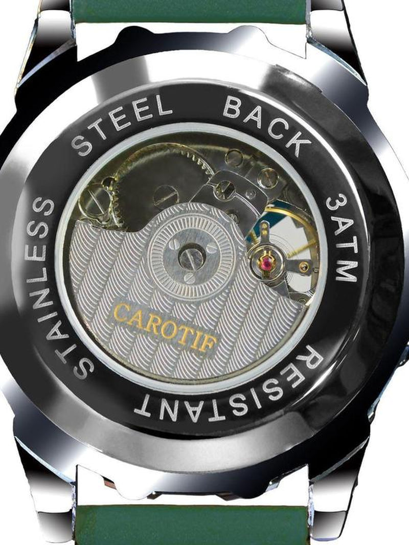 Men'S Business Fashion Hollow Out Design Mechanical Watch, Fashion round Dial Watch, Trendy Watch for Daily Life with Box