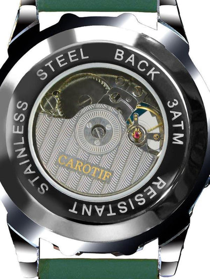 Men'S Business Fashion Hollow Out Design Mechanical Watch, Fashion round Dial Watch, Trendy Watch for Daily Life with Box