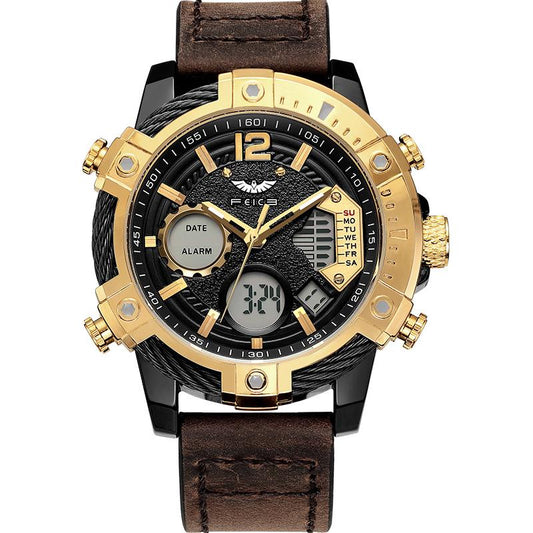 【Fallfreshness】Feice Fashion Men'S Watch Large Dial Waterproof Luminous Watch Fashion High-End Multifunctional Sports Dual Time Zone Watch Gift Set