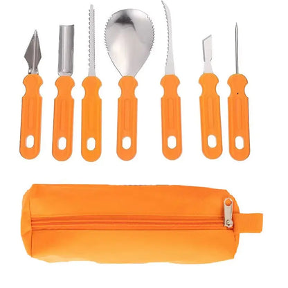 "7-in-1 Pumpkin Carving Tools – Everything you need for perfect Halloween pumpkins."