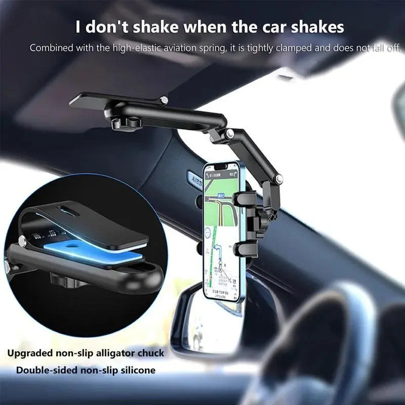 1080° Rotating Car Phone Holder – Multi-Function Sun Visor Mount