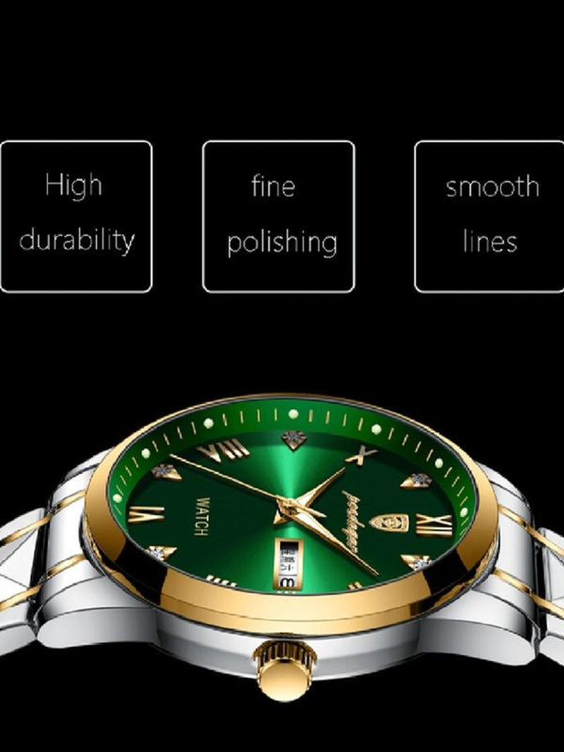 Men'S Business Fashion Rhinestone Decorated Analog-Digital Quartz Watch, Fashion Modern Watch for Party Decor, Trendy Exquisite Watch for Birthday Gift without Box